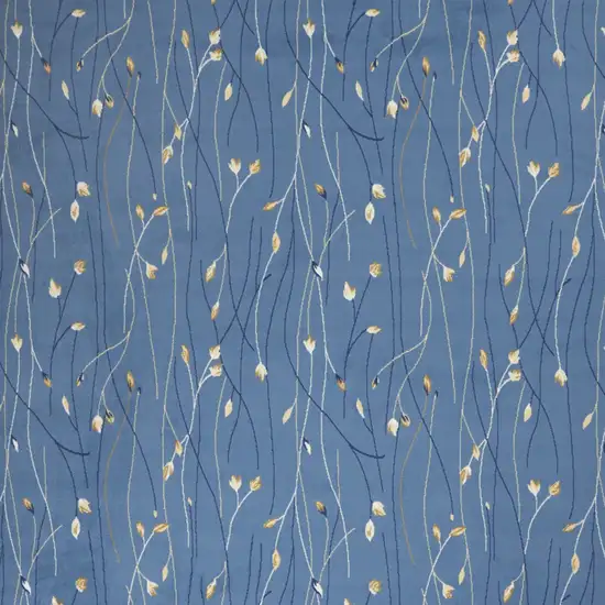 Blue and Beige Floral Power Loom Area Rug Photo 9
