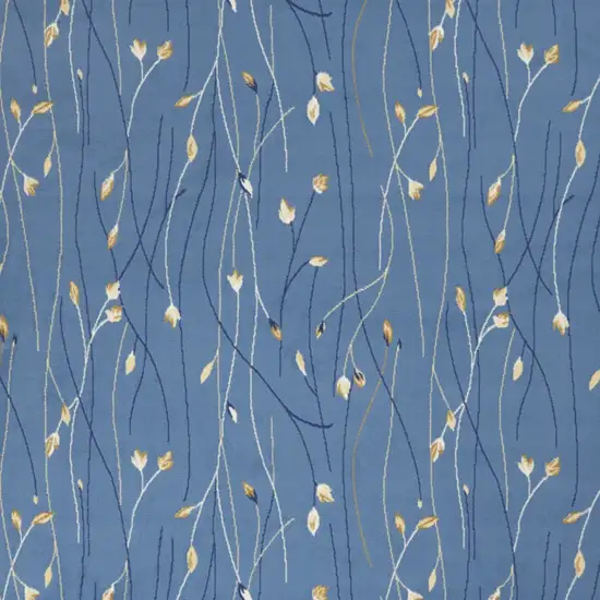 Blue and Beige Floral Power Loom Area Rug Photo 7
