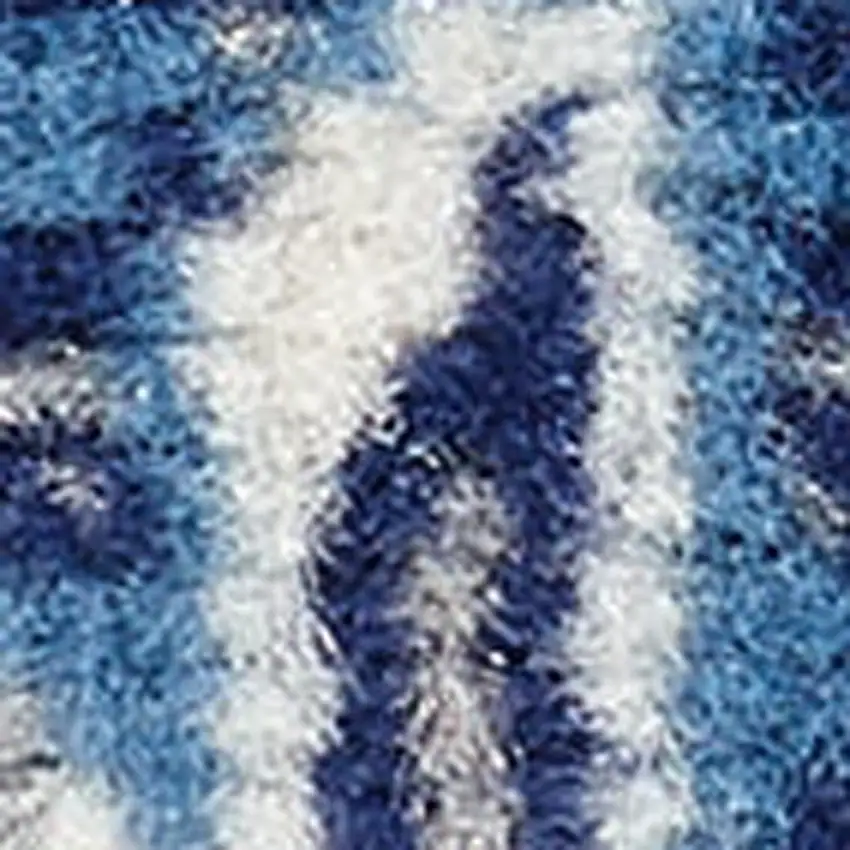 Blue and Beige Floral Power Loom Area Rug Photo 1