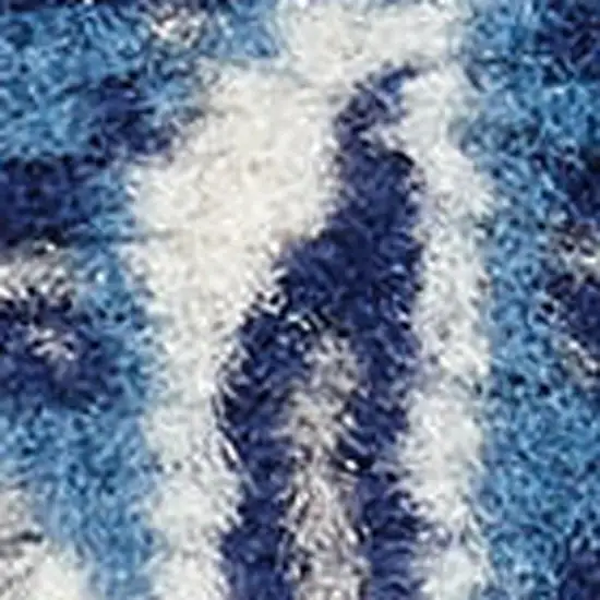 Blue and Beige Floral Power Loom Area Rug Photo 1