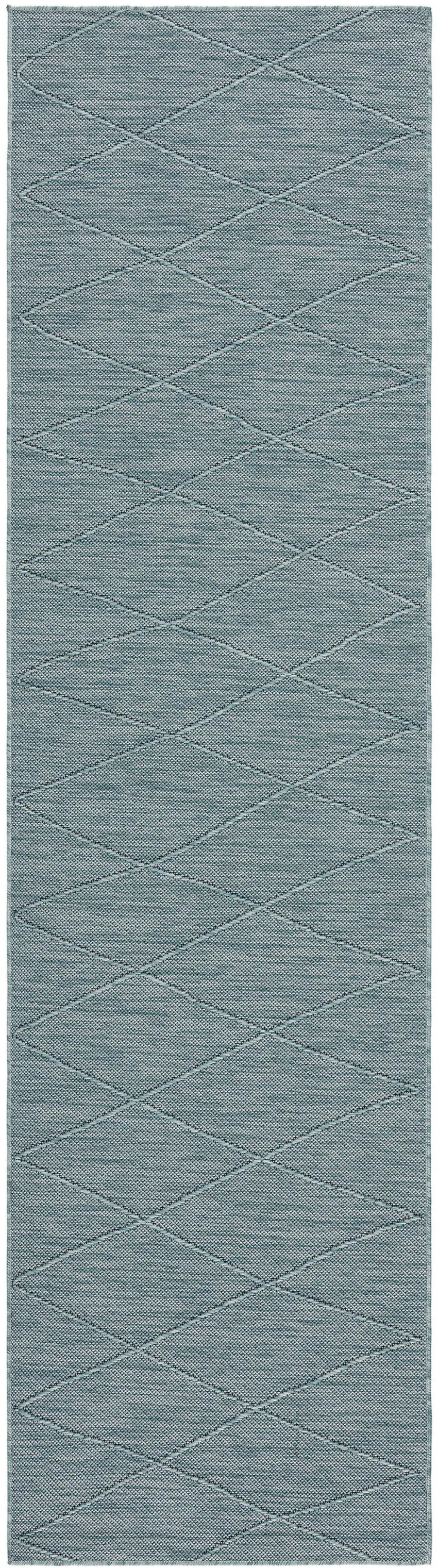 Blue and Beige Floral Power Loom Distressed Area Rug Photo 1