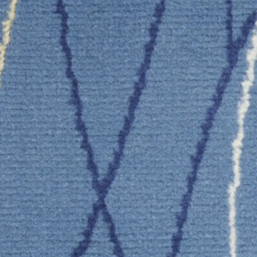 Blue and Beige Floral Power Loom Runner Rug Photo 8