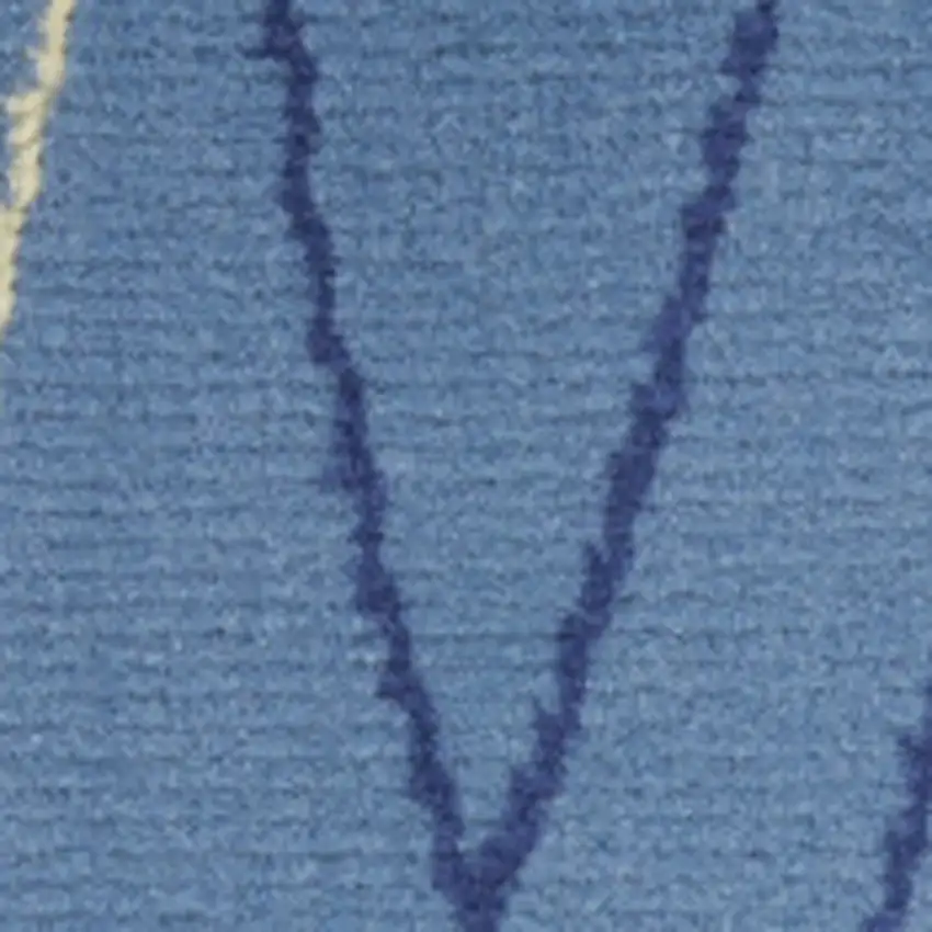 Blue and Beige Floral Power Loom Runner Rug Photo 7