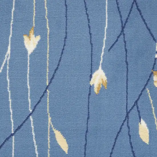 8' Blue And Beige Floral Runner Rug Photo 3