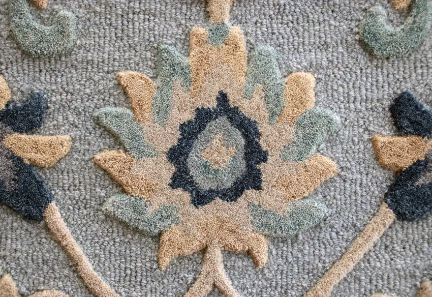 Blue and Beige Floral Runner Rug Photo 3