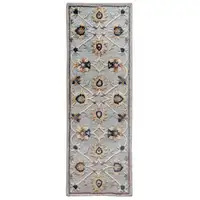 Photo of Blue and Beige Floral Runner Rug