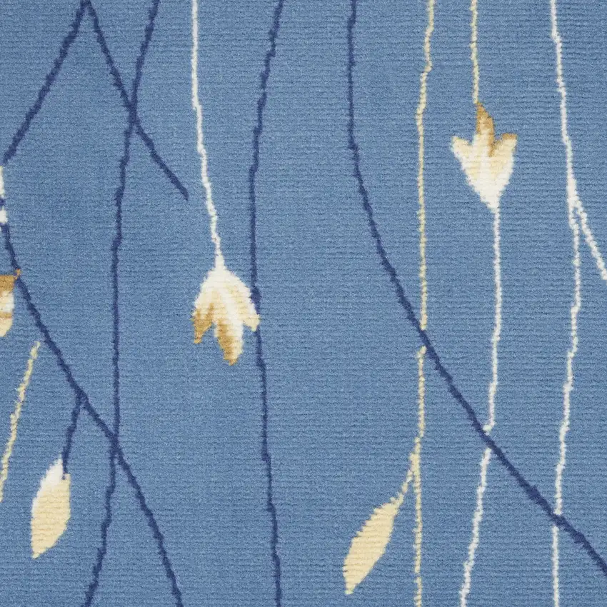 Blue And Beige Floral Vines Area Rug Photo 4