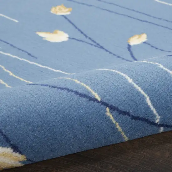 Blue And Beige Floral Vines Area Rug Photo 9