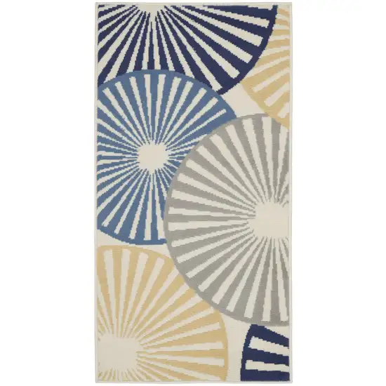 Blue and Beige Geometric Power Loom Area Rug Photo 8