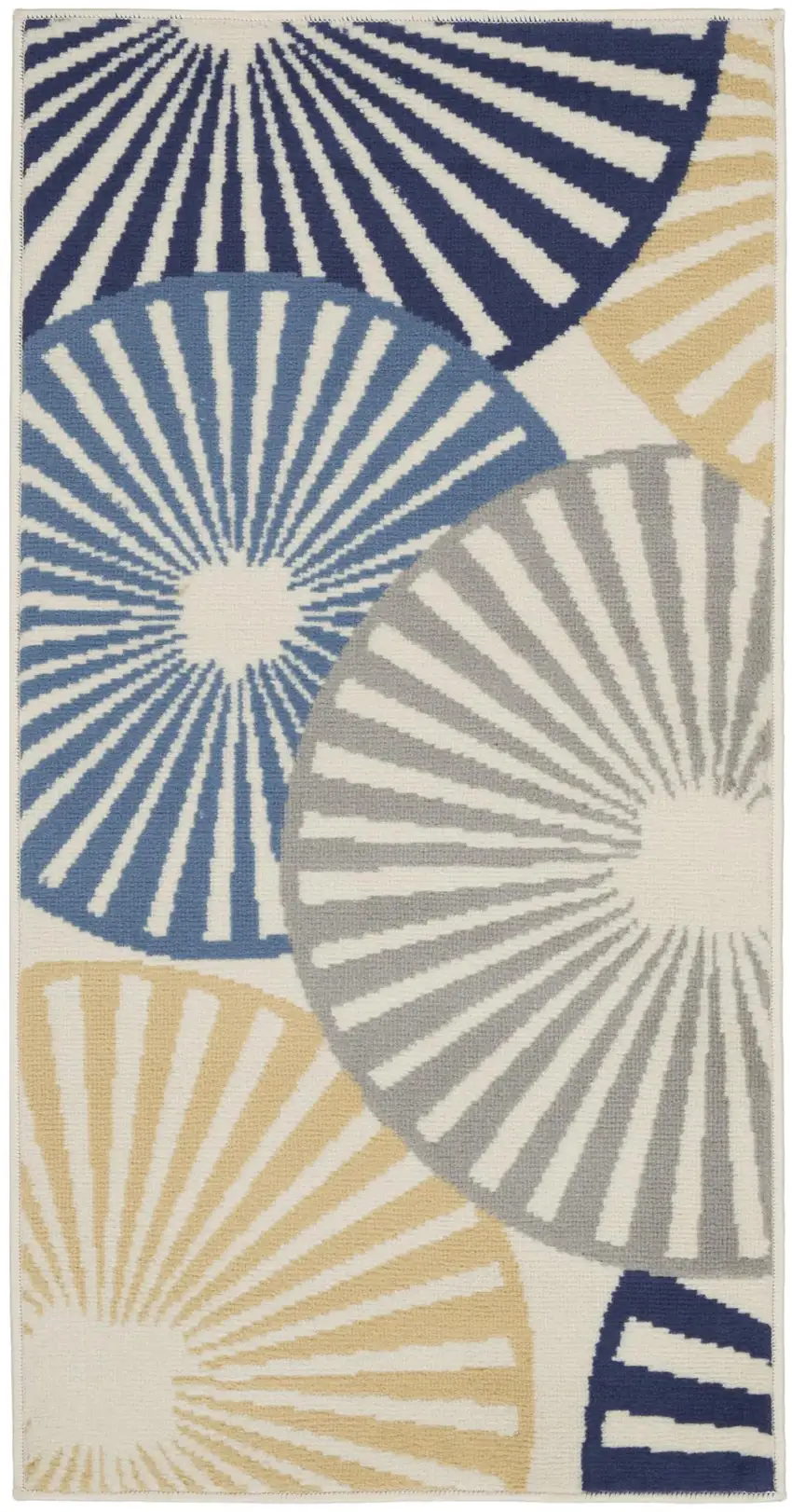Blue and Beige Geometric Power Loom Area Rug Photo 8