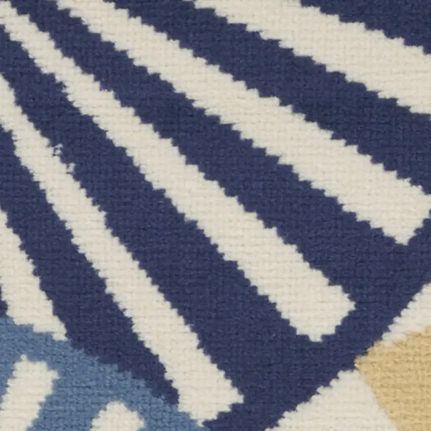 Blue and Beige Geometric Power Loom Area Rug Photo 6