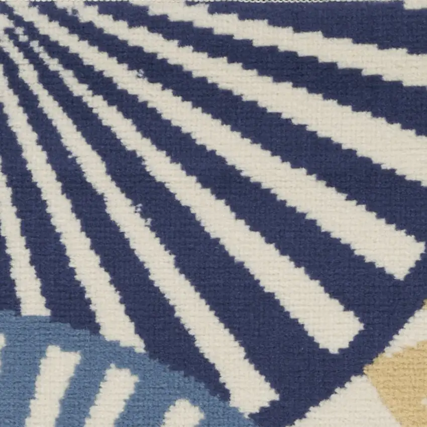 Blue and Beige Geometric Power Loom Area Rug Photo 8