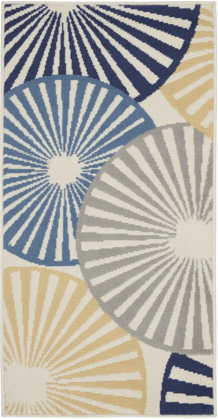 Blue and Beige Geometric Power Loom Area Rug Photo 2