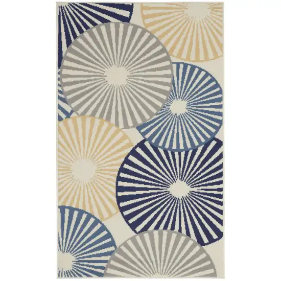 Blue and Beige Geometric Power Loom Area Rug Photo 8