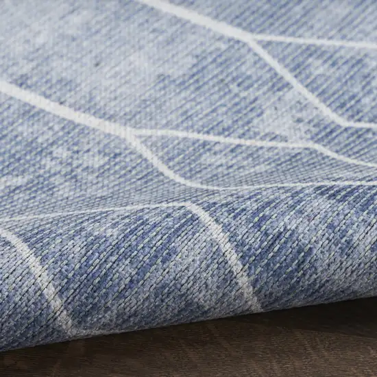 Blue and Beige Geometric Power Loom Washable Area Rug Photo 9