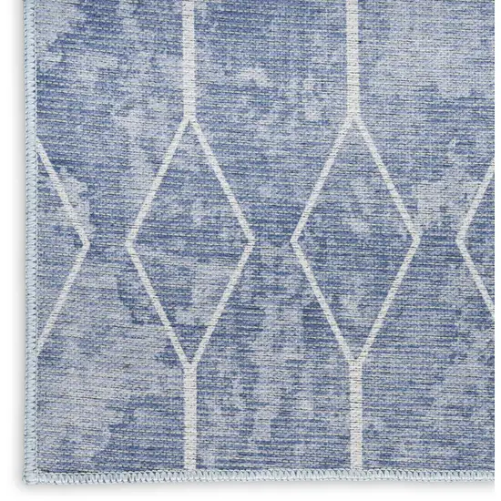 Blue and Beige Geometric Power Loom Washable Area Rug Photo 3