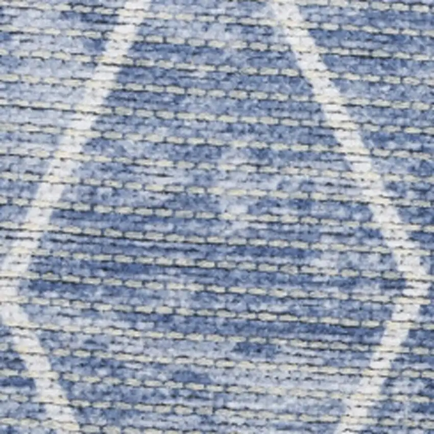 Blue and Beige Geometric Power Loom Washable Area Rug Photo 1