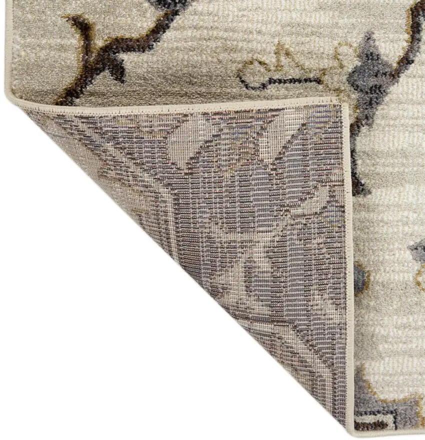 Blue and Beige Medallion Power Loom Area Rug Photo 7