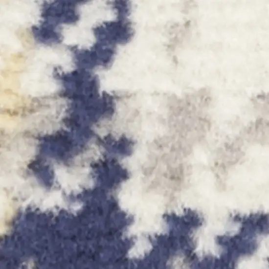Blue and Beige Plaid Power Loom Runner Rug Photo 9
