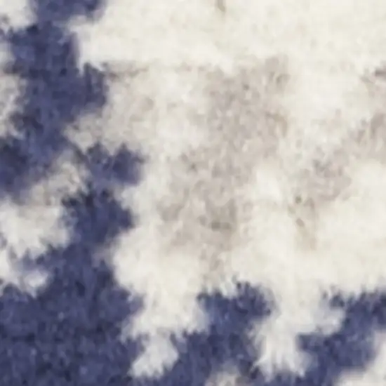 Blue and Beige Plaid Power Loom Runner Rug Photo 8