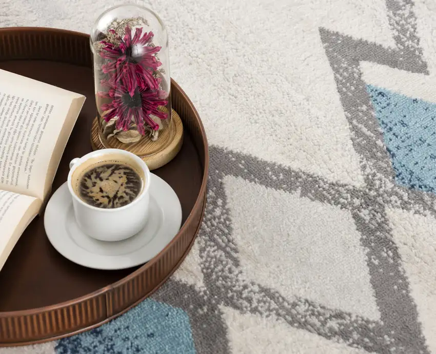 Blue and Beige Southwestern Non Skid Area Rug Photo 7