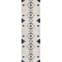 Photo of Blue and Beige Southwestern Non Skid Area Rug