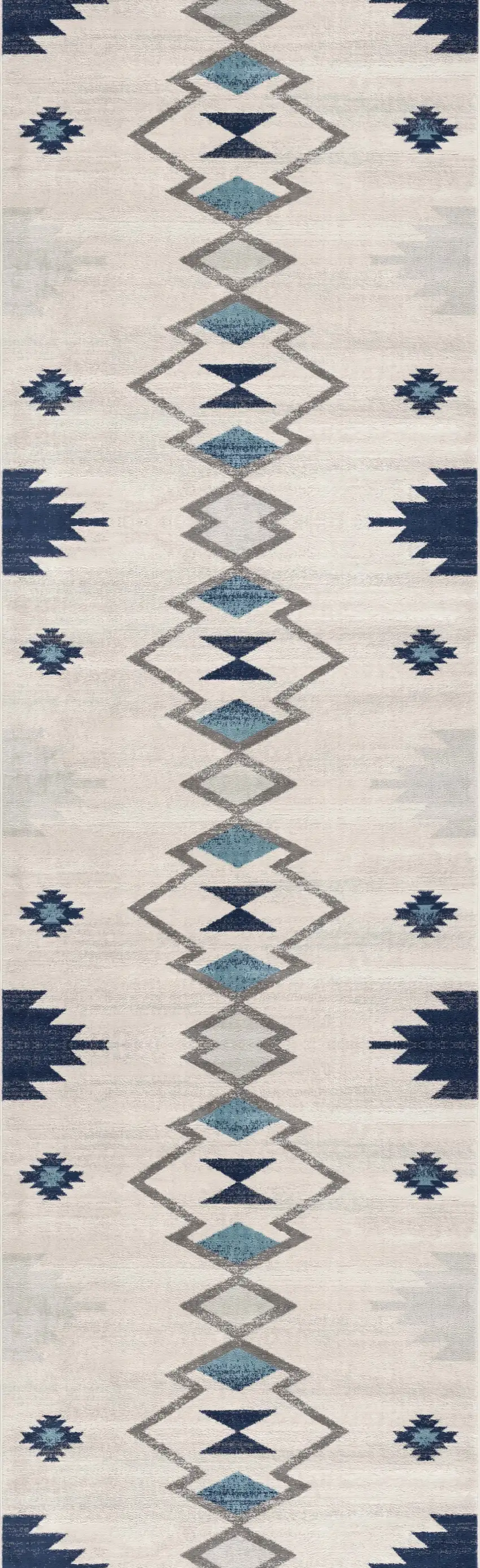 Blue and Beige Southwestern Non Skid Area Rug Photo 1