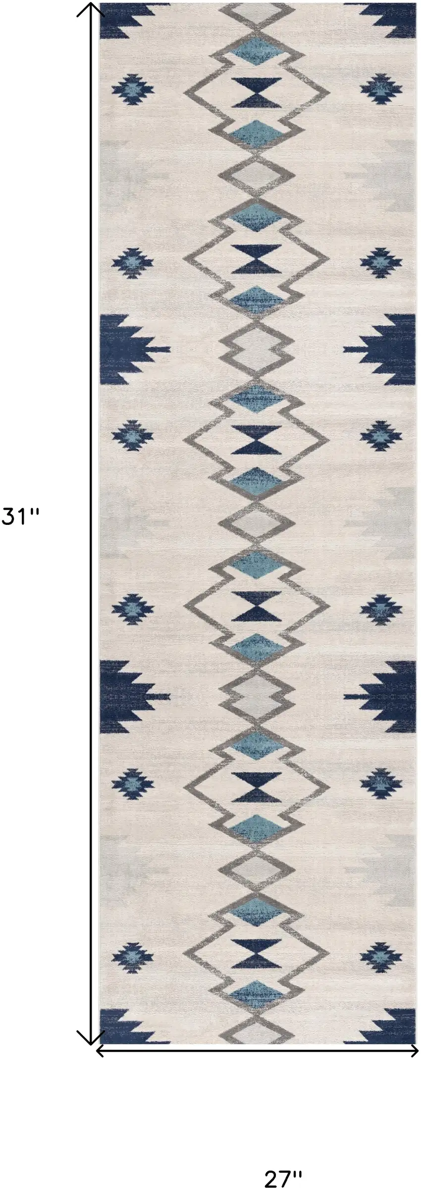 Blue and Beige Southwestern Non Skid Area Rug Photo 8