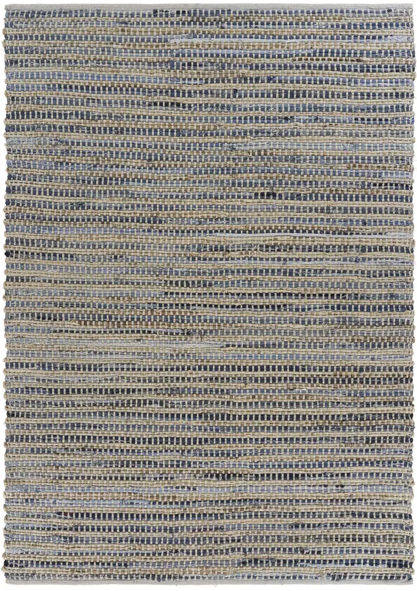 Blue and Beige Striped Area Rug Photo 6