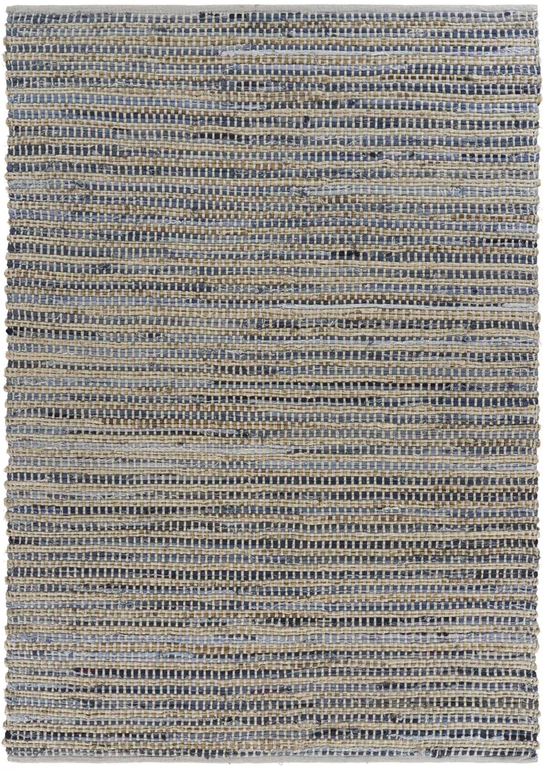 Blue and Beige Striped Area Rug Photo 4