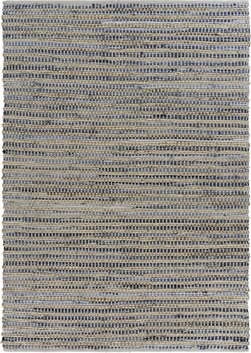 Blue and Beige Striped Area Rug Photo 1