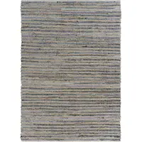 Photo of Blue and Beige Striped Area Rug