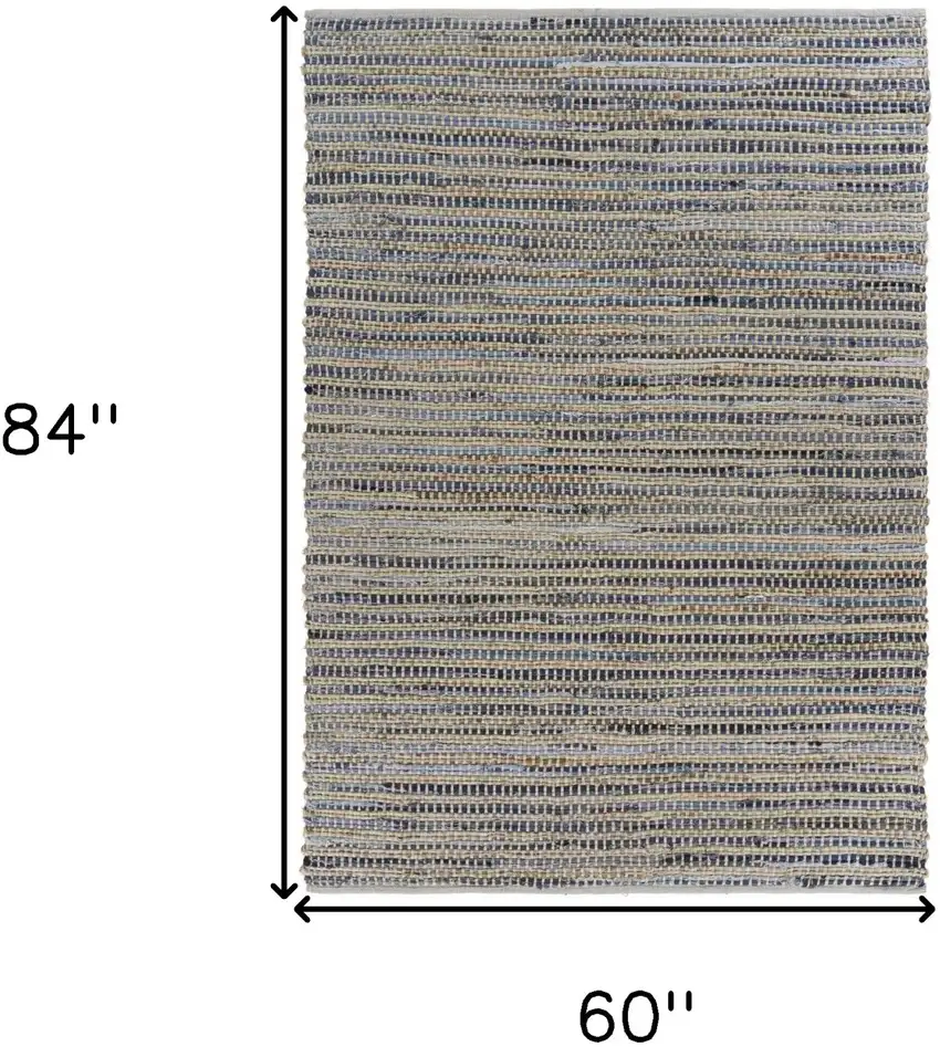 Blue and Beige Striped Area Rug Photo 4