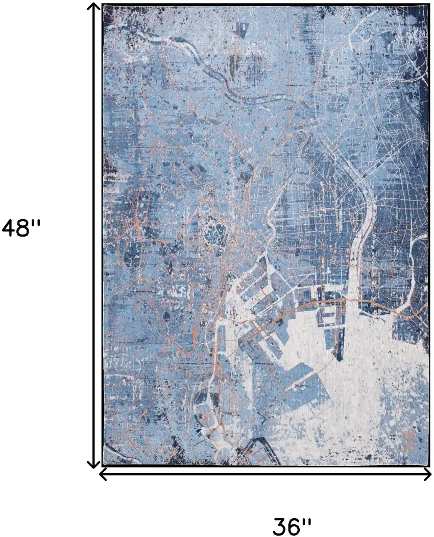 Blue and Black Abstract Non Skid Area Rug Photo 3