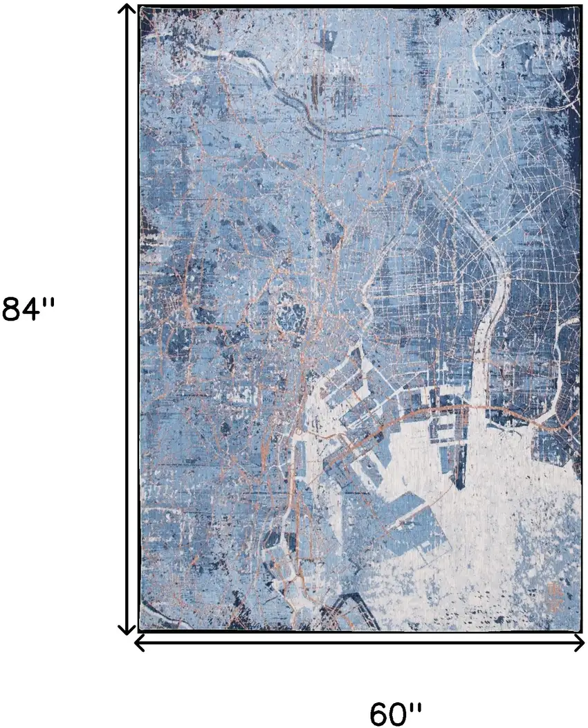 Blue and Black Abstract Non Skid Area Rug Photo 3