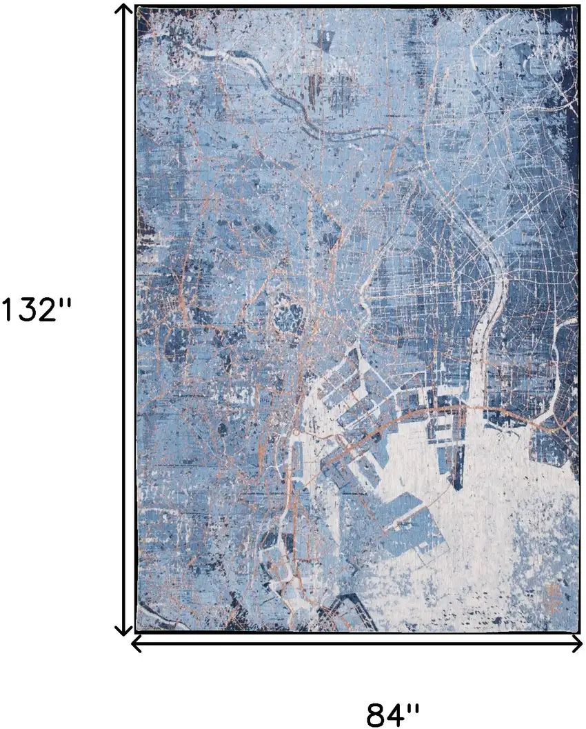 Blue and Black Abstract Non Skid Area Rug Photo 3