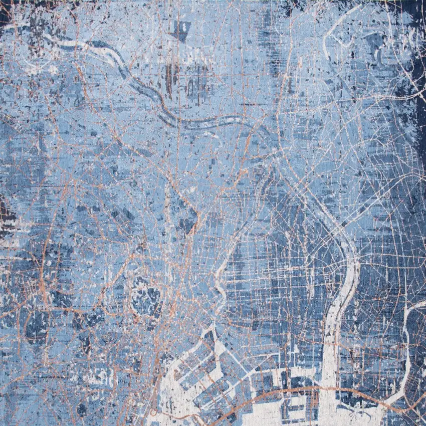 Blue and Black Abstract Non Skid Area Rug Photo 6