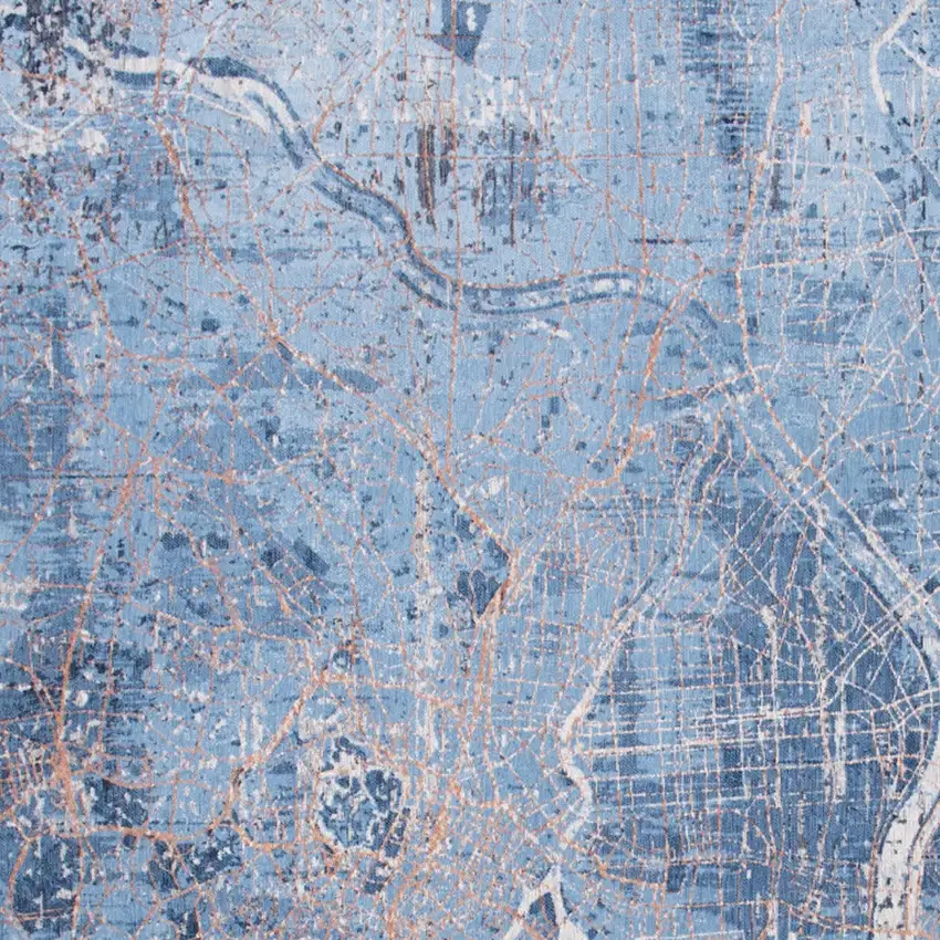 Blue and Black Abstract Non Skid Area Rug Photo 5