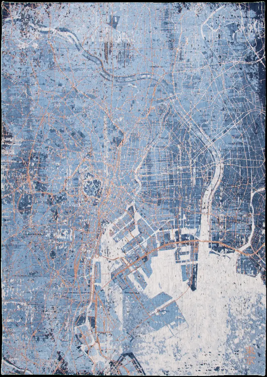 Blue and Black Abstract Non Skid Area Rug Photo 2