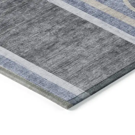 Blue and Black Abstract Washable Indoor Outdoor Area Rug Photo 6