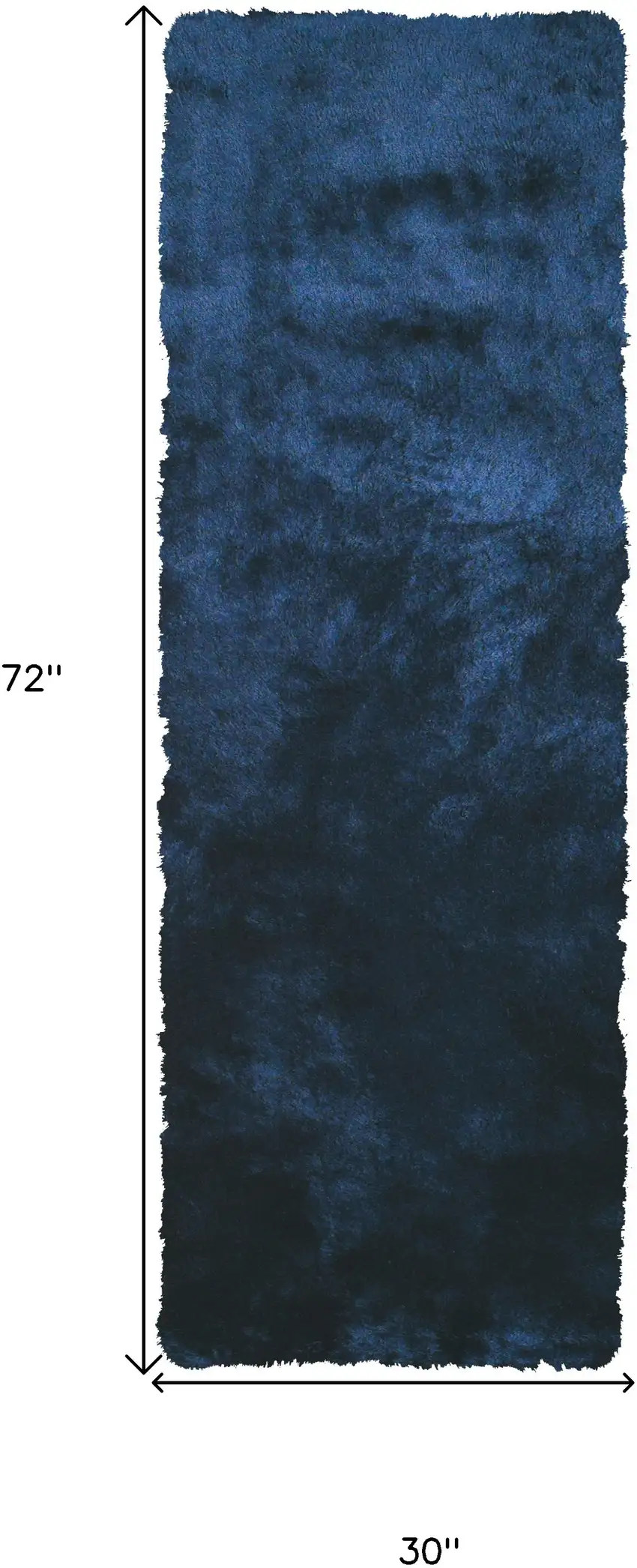 Blue and Black Shag Hand Tufted Runner Rug Photo 3