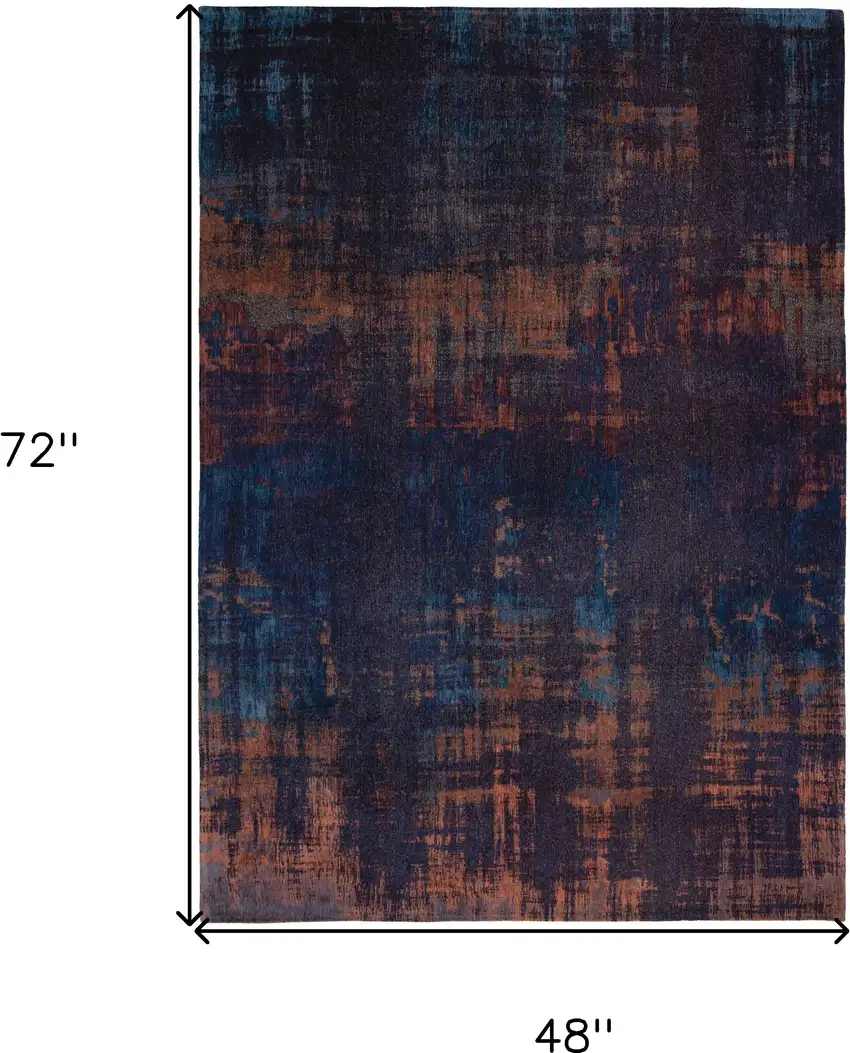 Blue and Brown Abstract Non Skid Area Rug Photo 3