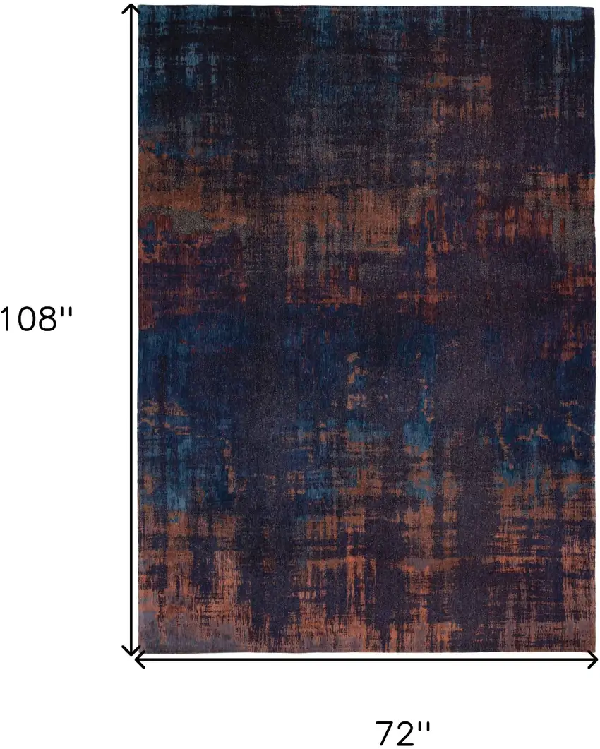 Blue and Brown Abstract Non Skid Area Rug Photo 3