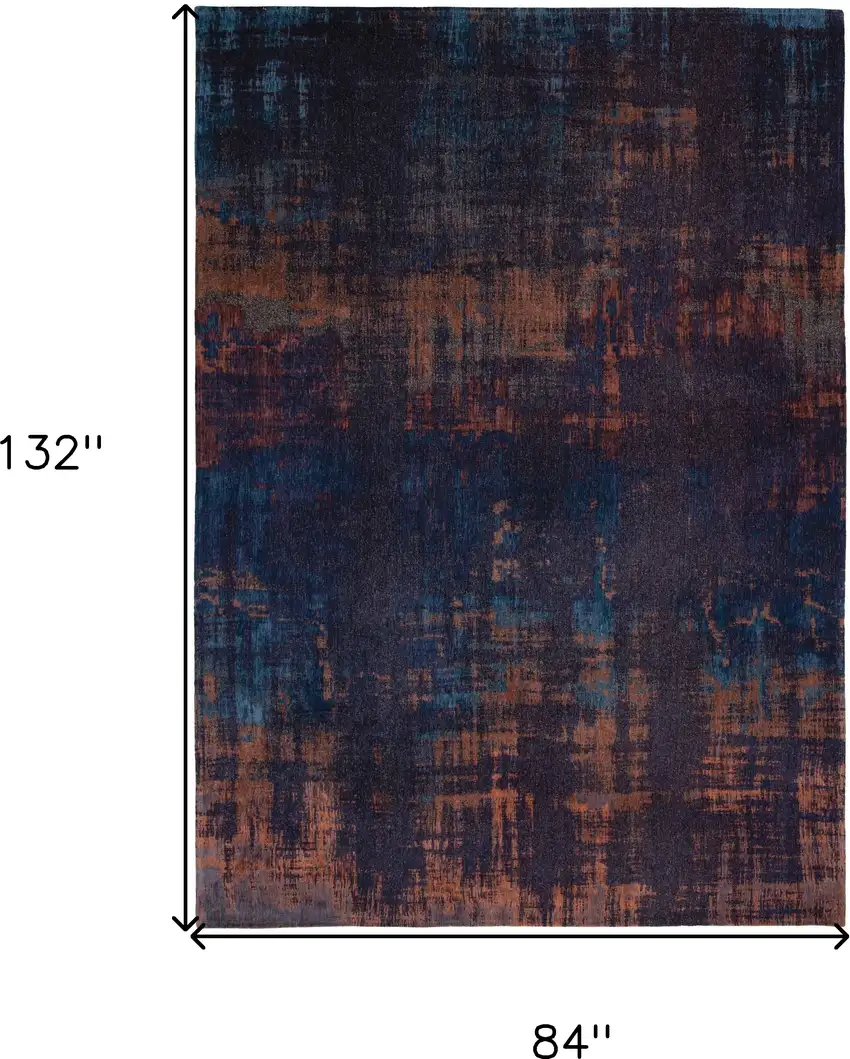 Blue and Brown Abstract Non Skid Area Rug Photo 3