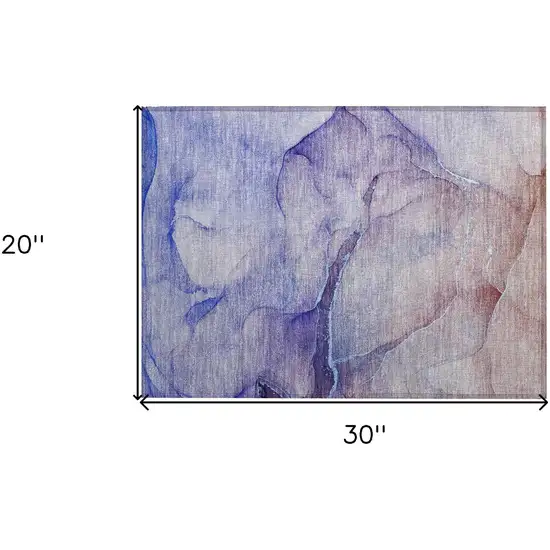 Blue and Brown Abstract Washable Non Skid Indoor Outdoor Area Rug Photo 3