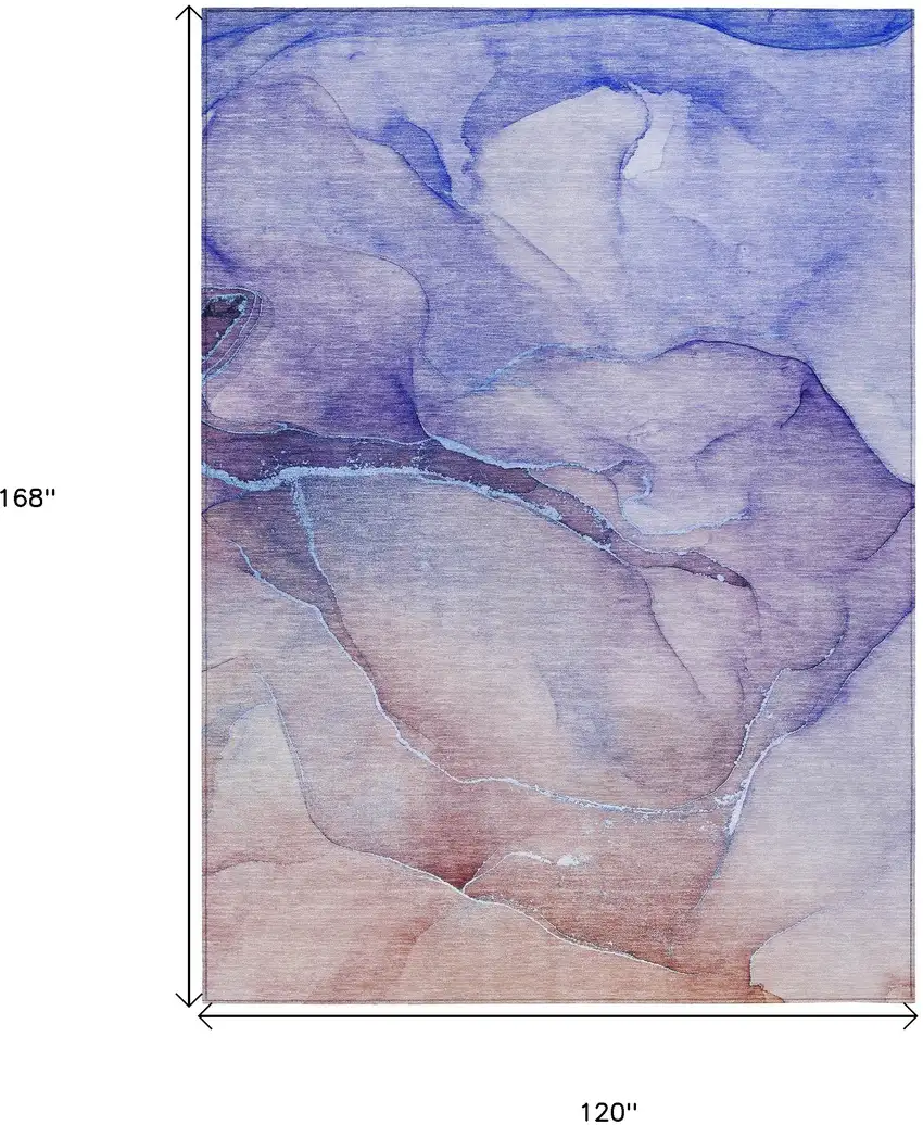 Blue and Brown Abstract Washable Non Skid Indoor Outdoor Area Rug Photo 3