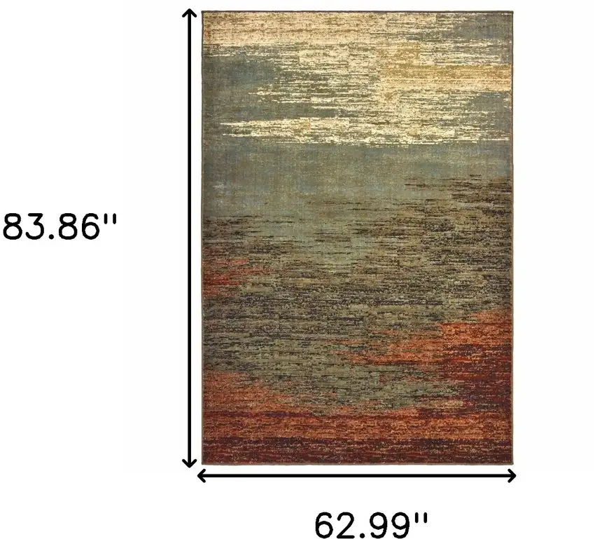 Blue And Brown Distressed Area Rug Photo 3