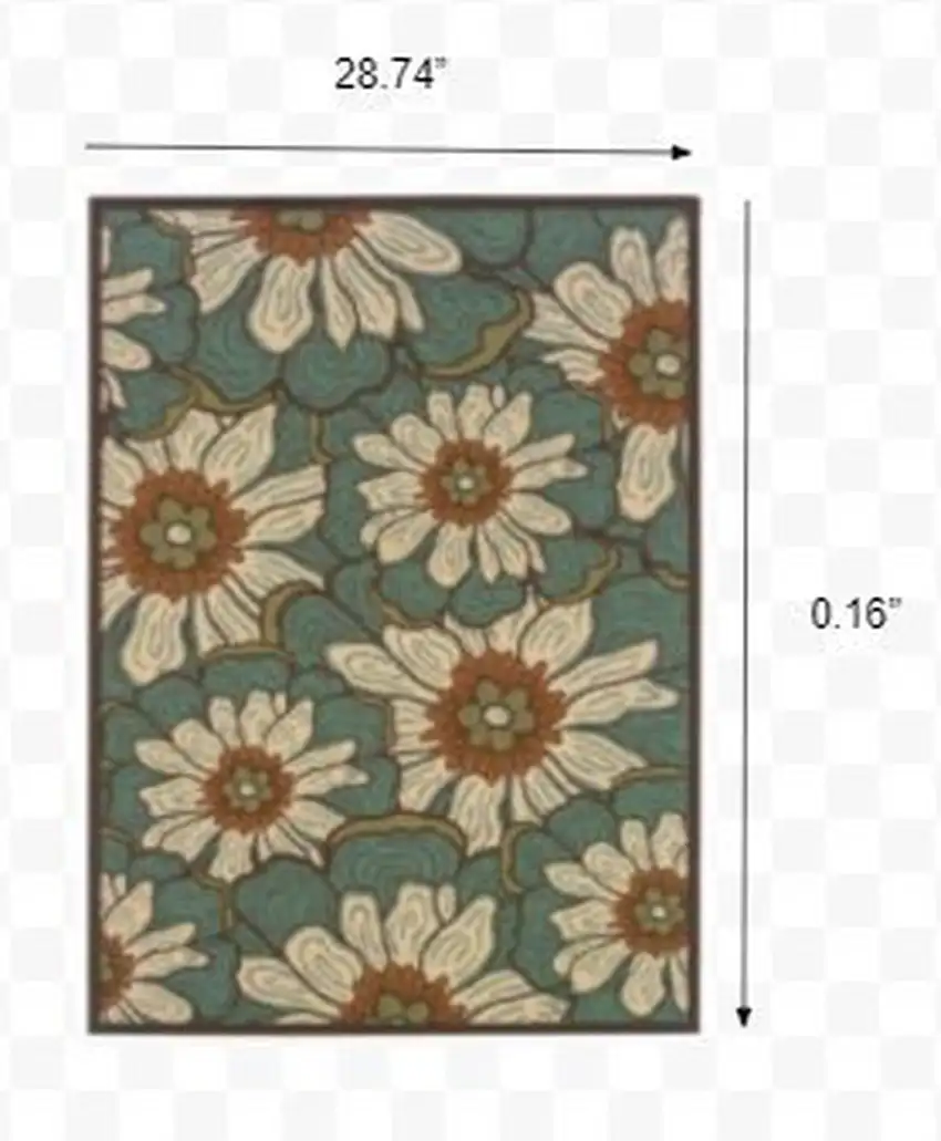 Blue and Brown Floral Indoor Outdoor Area Rug Photo 3