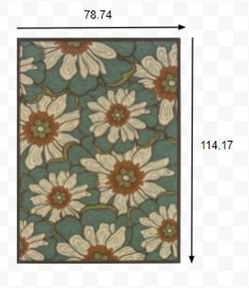 Blue and Brown Floral Indoor Outdoor Area Rug Photo 3