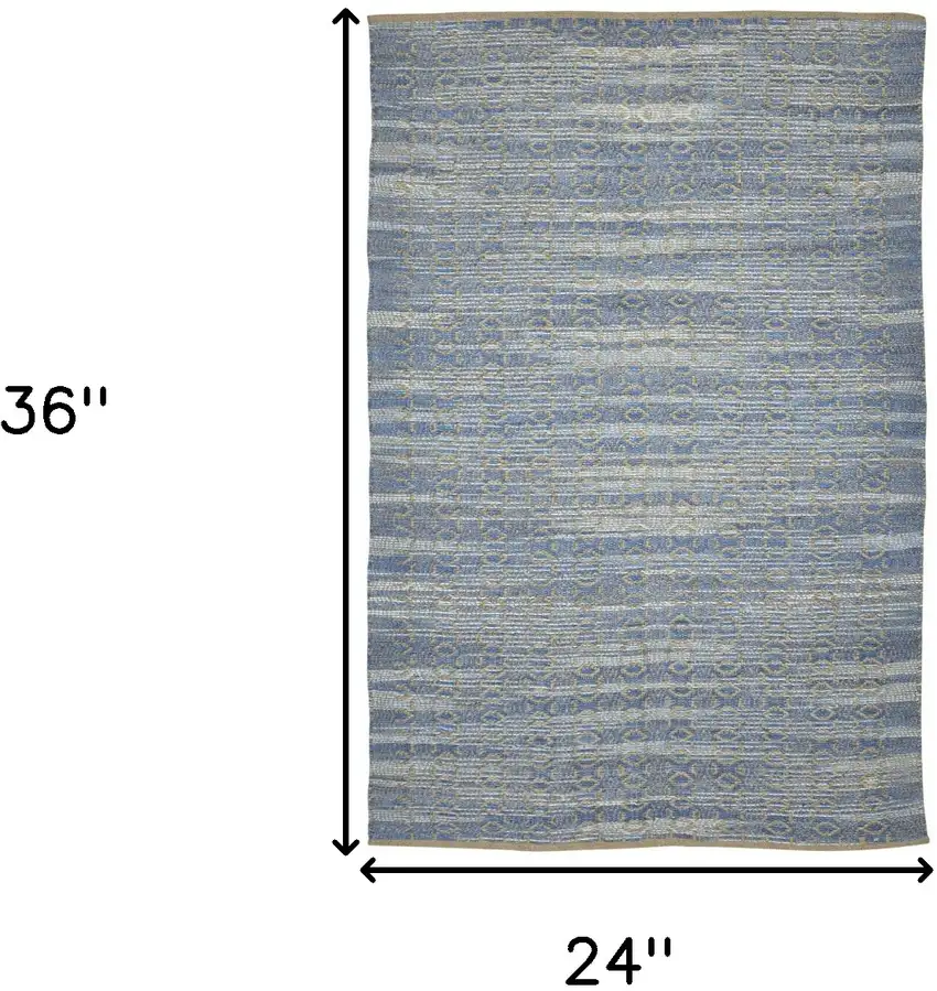 Blue and Brown Geometric Flatweave Handmade Area Rug Photo 7